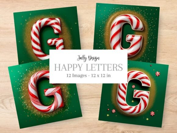 Candy Cane Letter G: Festive Design Asset