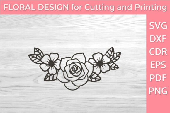 Elegant Decorative Floral Line Art SVG PNG Roses