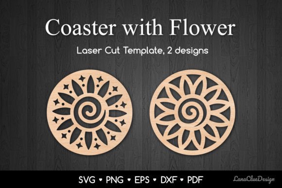 Elevate Your Projects with 2 Decorative Floral Coasters SVG DXF Files