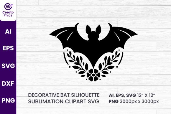 Evaluating Floral Decorative Bat Silhouette Clipart for Modern Sublimation and Craft Projects