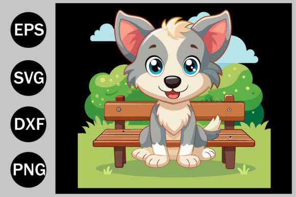 Evaluating the Cartoon Puppy on a Bench Vector for Summer Design Projects