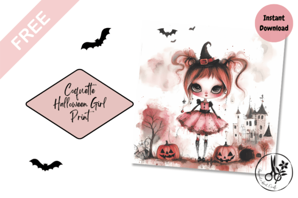 Free Coquette Halloween Girl: A Chic Seasonal Print