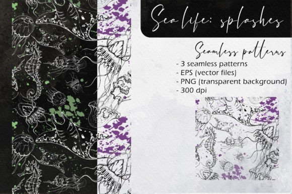 Sea Life Splashes Seamless Patterns: A Creative Resource for Designers and Artists