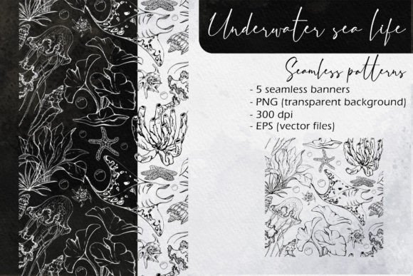 Underwater Sea Life Seamless Patterns