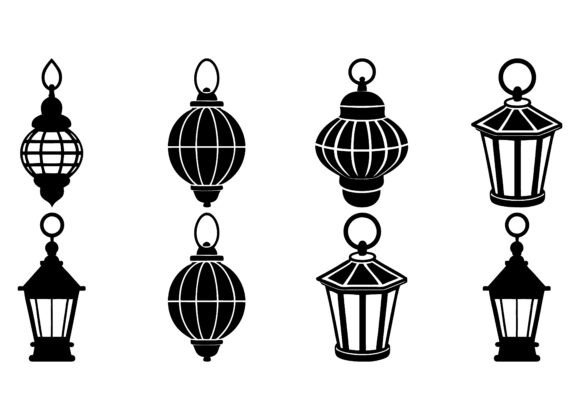 Unlocking Creative Potential with the Festive Lantern Silhouette Vector Collection