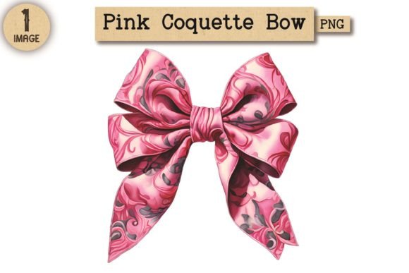 Vintage Pink Coquette Bow PNG 2