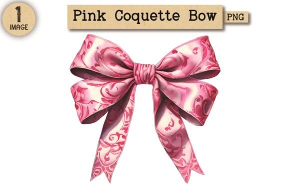 Vintage Pink Coquette Bow PNG 6